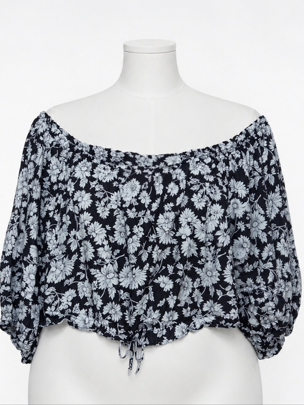 Women's Black & White Floral Off-Shoulder Top